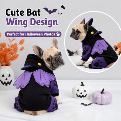 Small Dog Halloween Costume, Bat Hoodie with 3D Wings for Cats and Puppies - Image 5