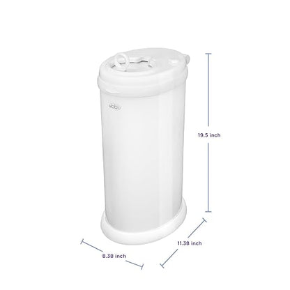 Ubbi Steel Diaper Pail, Odor Locking, No Special Bag Required, Award-Winning, Registry Must-Have, White