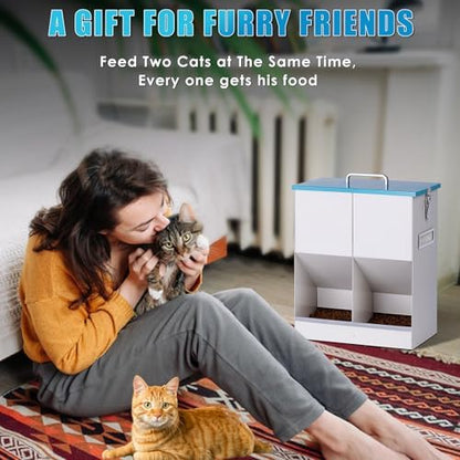 Outdoor Automatic Cat Feeder Gravity Feeder for Multi Feral Cat Dry Food
