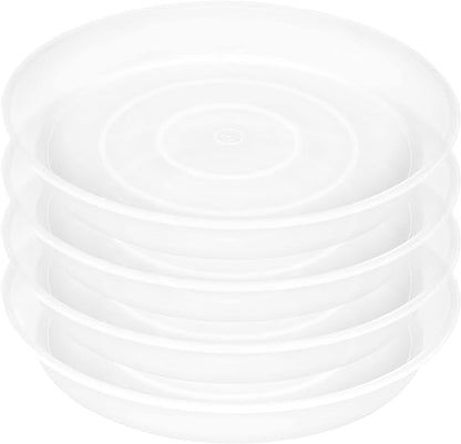 4 Pack of 16 inch Plant Saucer (13.8 Inch Base), 1.7" Depth Tray, Large Deep Garden Plastic Flower Planter Plant Trays for Indoors Outdoor Bath Bath (16", Clear)