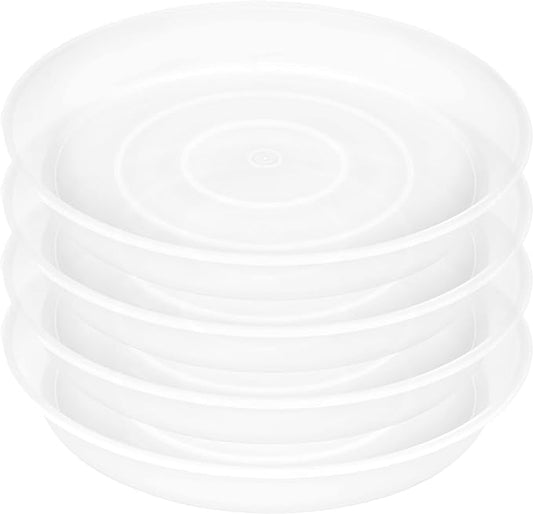 4 Pack of 16 inch Plant Saucer (13.8 Inch Base), 1.7" Depth Tray, Large Deep Garden Plastic Flower Planter Plant Trays for Indoors Outdoor Bath Bath (16", Clear)