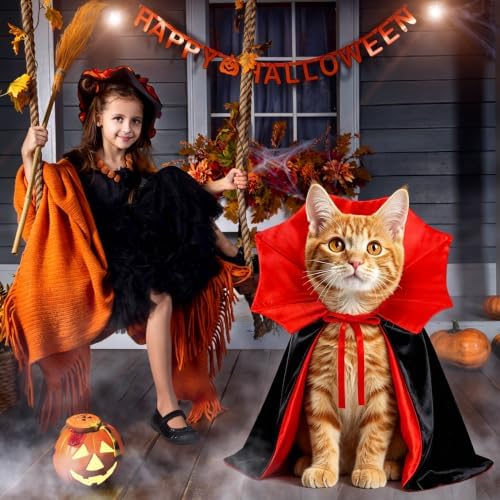 GOYOSWA Cat Halloween Costumes Pet Cat Dog Vampire Cloak Costume Devil Vampire Cloak Cape Halloween Costumes for Cats X-Small Small Dogs Pets - Image 2