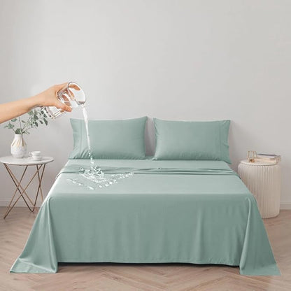 DUJUIKE Waterproof Bed Cover for Dog and Cats,Pet Hair Resistant Bed Sheet Cover, Protective Bed Liner Cover with 100% Waterproof Breathable Thin Fabric (Green, Queen 78 * 90 inch)