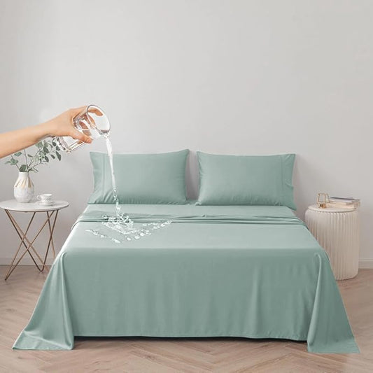 DUJUIKE Waterproof Bed Cover for Dog and Cats,Pet Hair Resistant Bed Sheet Cover, Protective Bed Liner Cover with 100% Waterproof Breathable Thin Fabric (Green, Queen 78 * 90 inch)