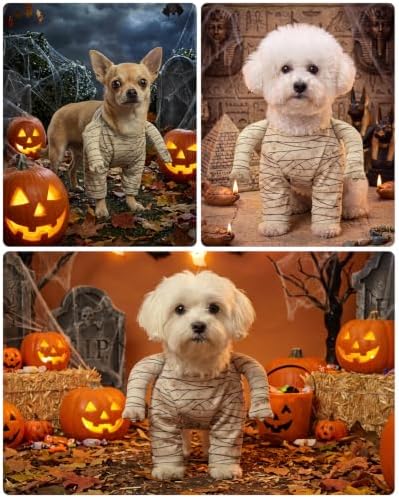 CuteBone Mummy Dog Halloween Costume Soft Stretch Bandage Outfit with 3D Long Sleeve Easy Velcro Back Closure Cosplay Party Clothes for Small Medium Dogs GBZ08L - Image 3