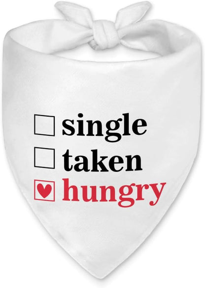 Funny Valentine's Day Dog Bandana, Single Taken Hungry Checklist Dog Bandana, Single Party Pet Scarf Accessories for Dogs Boys Girls Puppies, Cute Valentine's Birthday Gifts for Pet Mom Dad
