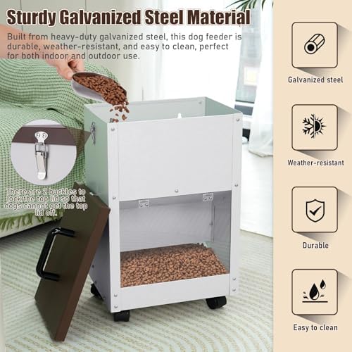 28Lbs Automatic Dog Feeder Large Breed, Easy to Move with Wheels