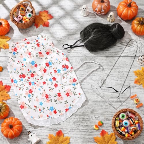 4Pcs Halloween Old Lady Costume Dog Grandma Outfit, Multicolor Floral, 3 XL - Image 5