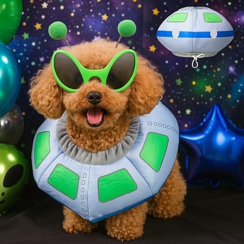 3 Pcs Halloween UFO Alien Dog Costume Set - Image 3