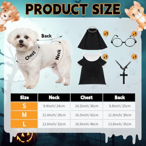 Cat Puppy Costume Priest Nun Outfit (Nun,Small) - Image 3
