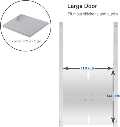 JVR Automatic Chicken Coop Door Opener with Timer, Programmable, Aluminum Coops Doors, Electric Run Automatic Chicken Door Auto Opener, Actuator Motor, Anti-Pinch Auto Reopen & Stop Safety