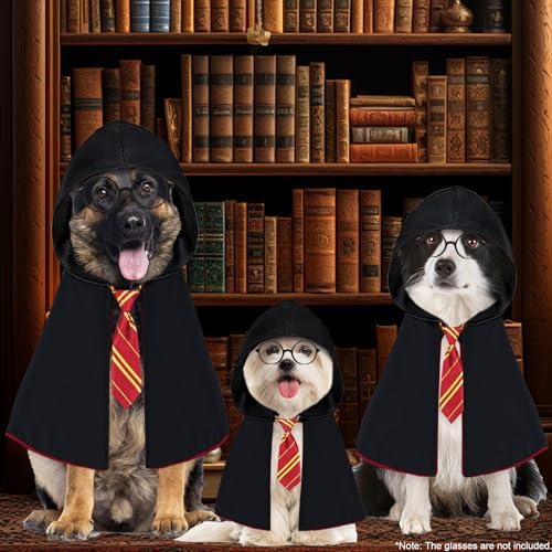GOYOSWA Dog Halloween Costumes, Dog Wizard Costume Halloween Wizard Witch Cloak Cape with Neck Tie Halloween Costumes for Small Medium Large Dogs Pets (Red, Large) - Image 5