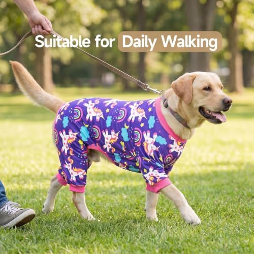 XPUDAC 4 Pieces Dog Pajamas Stretchy Dog Pjs Soft Cute Doggie Clothes for Medium Large Dogs Boy Girl Cats Pet Outfits, 3X-Large - Image 5