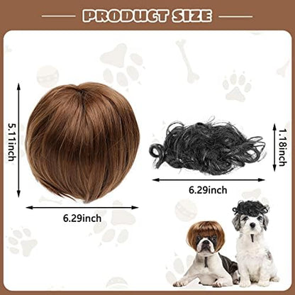 HOWWFALY Dog Costume Cat Apparel Dog Toys Curly Braids Headgear Wigs Styling Cute Funny Pet Hair Accessories Decoration for Halloween, Christmas, Parties(Flax) - Image 2