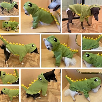 Lelepet Dog Dinosaur Costume Small Dog Halloween Costume Warm Fleece Hoodie - Image 6