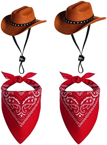 choyaxo Pet Cowboy Costume Halloween Costumes for Dogs Cat Cowboy Hat with Bandana Scarf (Medium) - Image 7