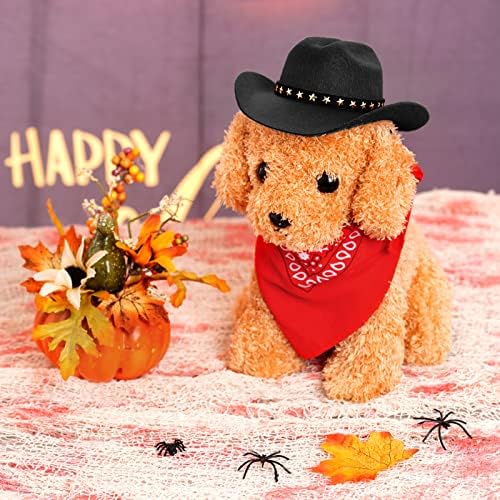 choyaxo Pet Cowboy Costume Halloween Costumes for Dogs Cat Cowboy Hat with Bandana Scarf- Black, Small - Image 6