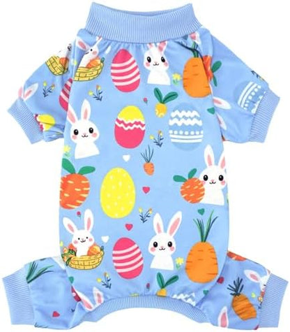XPUDAC Easter Eggs Dog Pajamas Soft Lightweight Bunny Dog Clothes for Small Medium Dogs Pet Jumpsuit Outfit Cat Apparel-XS by XPUDAC