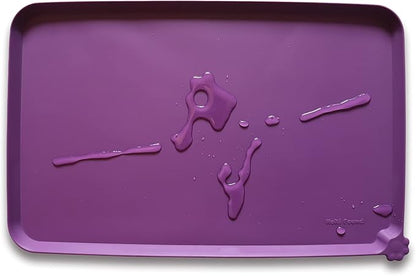 Hoki Found Waterproof Pet Feeding Mats with High Lips, Multiple Size and Colors for Dogs, Cats & Others -Eggplant