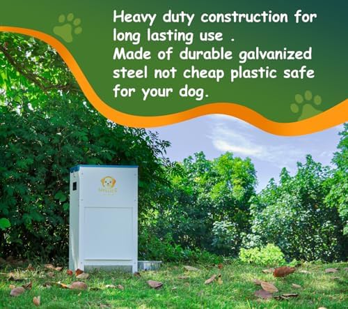 Dog Feeder - 25 lbs Heavy Duty Pet Feeder Automatic Dog Food Station Pet Lodge Galvanized Steel for Medium and Large Dog Outdoor Use (Assembly Required)