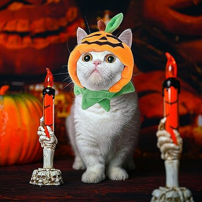 ALIBBON Cat & Dog Halloween Costume - Pumpkin Headdress & Cap Set for Puppy & Kitty Cosplay - Image 4