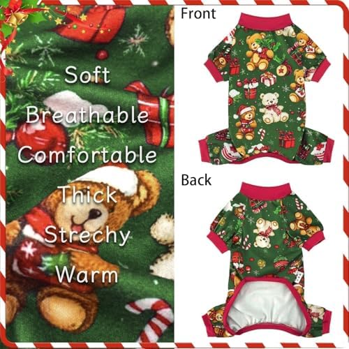 XPUDAC 4 Pieces Dog Pajamas for Small Dogs Pjs Clothes Puppy Onesies Outfits for Doggie Christmas Shirts Sleeper for Pet, XS - Image 4