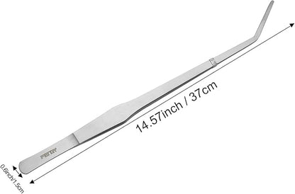 FEITA Extra Long 15 Inch Tweezer Stainless Steel Curved Tip for Aquarium Fishtank Aquascaping Tools, Aquarium Fishtank, Mega Reptile Feeding Tongs