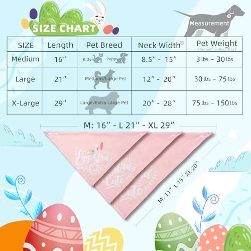 Easter 2-in-1 Dog Bandana with Egg-Stra Cute & Some Bunny Love Me Lovely Saying, Pink Pet Holiday Costumes Scarf with Snap Button, Large to Giant Breeds (75lbs+) - Image 7