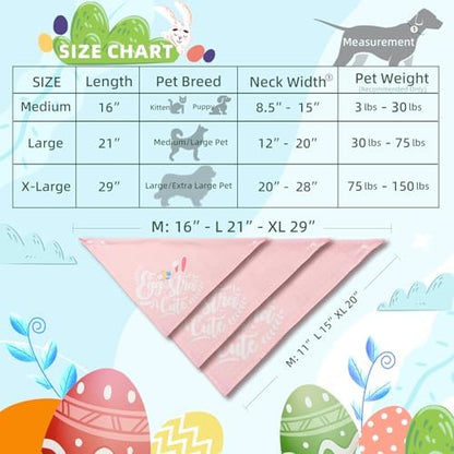 Easter 2-in-1 Dog Bandana with Egg-Stra Cute & Some Bunny Love Me Lovely Saying, Pink Pet Holiday Costumes Scarf with Snap Button, Large to Giant Breeds (75lbs+) - Image 7