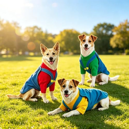 Dog Costume with Hat 3 Pieces Pet Fleece Overalls Set - Image 5
