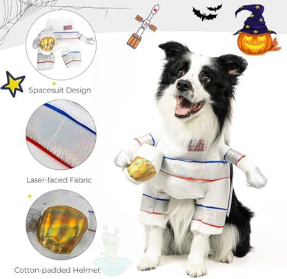 DELIFUR Dog Halloween Astronaut Costume - Pet Dress Up Spacesuit Funny Apparel Uniform Adjustable Cosplay Outfit for Small Medium Dog (Astronaut, Medium) - Image 4