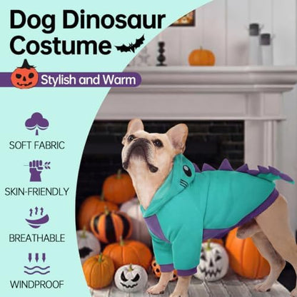 QBLEEV Dog Dinosaur Costume, Dog Halloween Costume with Hoodie - Image 2