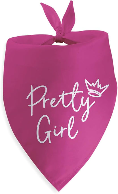 Pretty Girl Dog Bandana Funny Birthday Dog Bandana for Large Medium Small Cats Dogs Pink Puppy Girls Photo Prop Pet Scarf Accessories Christmas Puppy Girl Gifts