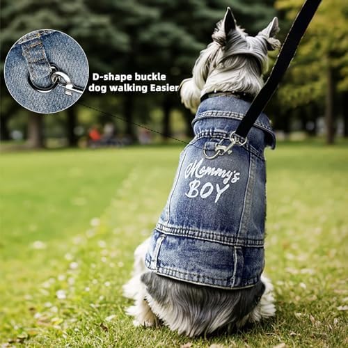 Mommy's Boy Dog Jeans Jacket,Pet Overalls Denim Coat,Puppy Clothes(XL) - Image 2