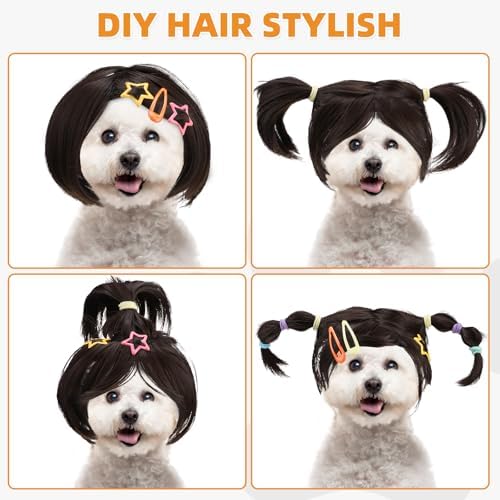 KOOLTAIL Dog Wig Costume,Funny Pet Wig with Devil Accessories Outfit for Small Medium Large Dogs Cats Unique Gift, Adjustable Fits Headwear Cosplay Dress up for Holiday Party Chirstmas Festival Gift - Image 4