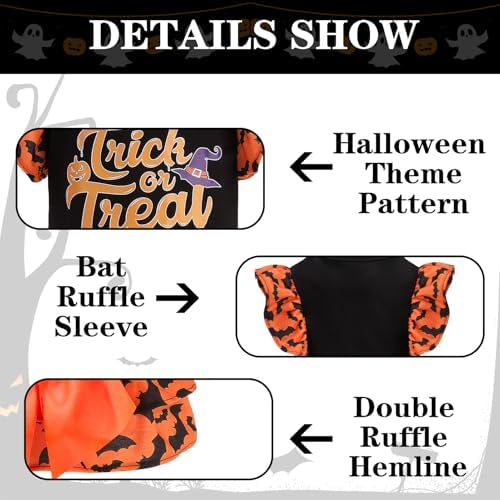 EXPAWLORER Dog Halloween Dress for Small Dogs,Puppy Costumes Pet Clothes Holiday Girl Dogs Shirt with Halloween Pattern,Party Dog Vest Dresses Cat Apparel Sweater Warm Skirt - Image 5