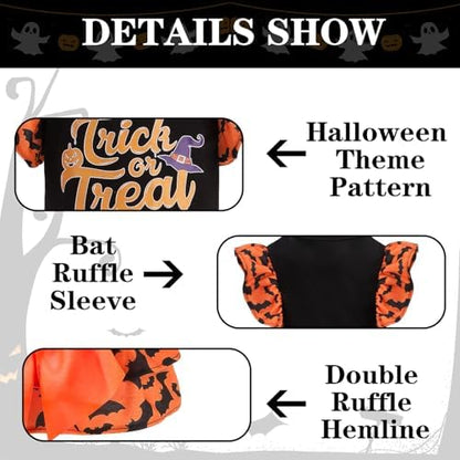 EXPAWLORER Dog Halloween Dress for Small Dogs,Puppy Costumes Pet Clothes Holiday Girl Dogs Shirt with Halloween Pattern,Party Dog Vest Dresses Cat Apparel Sweater Warm Skirt - Image 5
