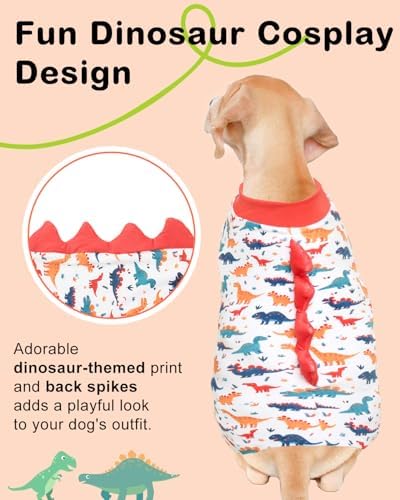 CuteBone Dinosaur Costume Dog Pajamas, Stretchy Spandex Crystal Velvet Sleepwear Coat for Small Dogs, Soft & Warm Pet Outfit Clothes for Cold Weather, Cozy Pullover Design COSP02-3XL - Image 2