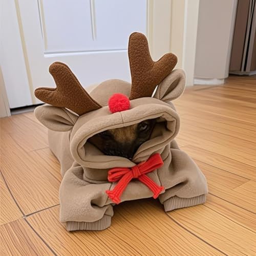 Fleece Lined Warm Dog Hoodie Sweatshirt Pet Winter Coat, Reindeer XL - Image 3