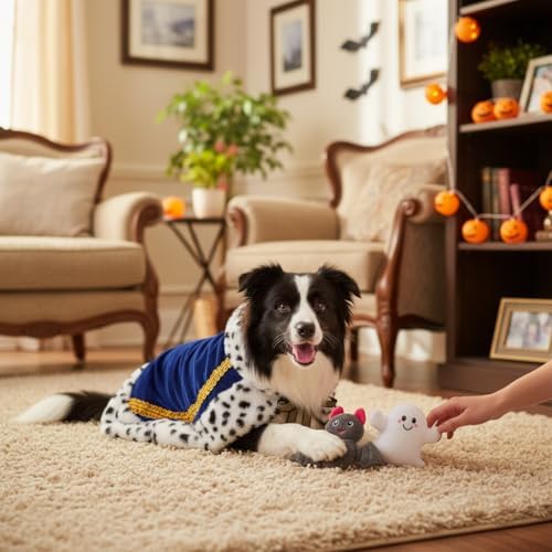 Lovelyshop Royal Velvet Pet Cloak with Fur Trim for Cats & Dogs, Blue, L - Image 3