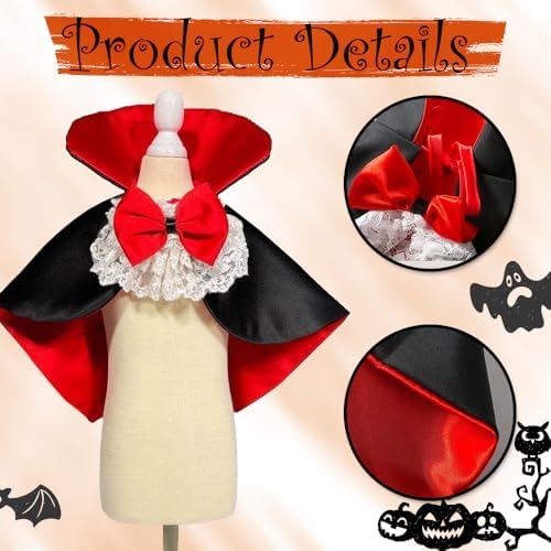 Halloween Vampire Costume for Dogs Cats, Spooky Pet Costume Cosplay Cloak Red Black Spooky Trick or Treat Cat Cape Apparel for Halloween Party Decorations-L - Image 2