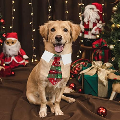 ADOGGYGO Christmas Dog Necktie Pet Tuxedo Christmas Dog Neck Tie Collar with Red Green Plaid Tie for Small Medium Large Dogs Pets (Small, Red & Green) - Image 3
