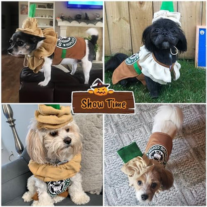 Latte Coffee Dog Costume - Dog Halloween Costume Pet Cosplay Clothes for Small Medium Dogs Puppies Cats for Christmas Birthday Party Photo Props Dress up Accessories Parade Halloween Decorations - Image 4
