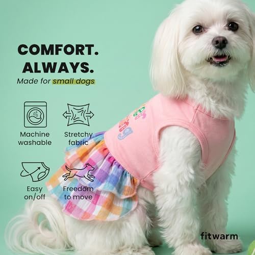 Fitwarm Easter Blessing Dog Dress, Easter Outfit for Small Dogs Girl, Colorful Pet Clothes, Pink, Blue, Orange, White, XS - Image 6