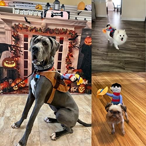 iSmarten Pet Costume Dog Costume Clothes Pet Outfit Suit Cowboy Rider Style with Doll and Hat Pet Costume (S) - Image 6