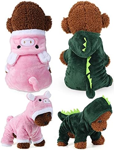 Queekay 2pcs Dinosaur and Pink Pig Pet Costume Halloween Clothes, Large by Queekay