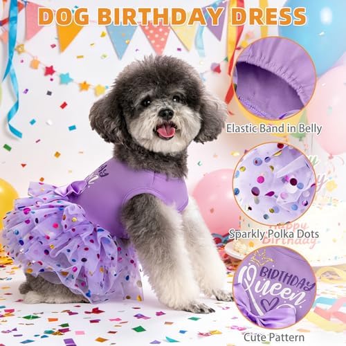 KOOLTAIL Dog Dresses for Small Medium Dogs Girls Birthday Holiday Soft Puppy Dresses Dogs Clothes Female,Cute Easter Summer Spring Outfits, Pet Costume Apparel Purple XS - Image 4