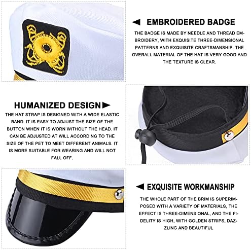 Yewong Pet Captain Sailors Costume Set Dog Cat Sea Captain Hat with Pet Anchor Triangle Bibs Scarf for Cat Puppy Navy Halloween Cosplay Costume Accessories Photo Props (White-A) - Image 5