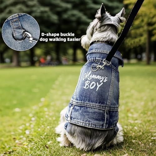 Mommy's Boy Dog Jeans Jacket,Pet Overalls Denim Coat,Puppy Clothes(XS) - Image 2