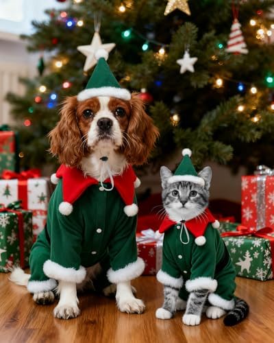 CuteBone Christmas Dog Costumes for Small, Medium, Large Dogs – Elf Pet Cosplay Outfits | Cute Puppy Costume for Holiday Party, Dress-Up, Photo Shoots GBZ07M - Image 5
